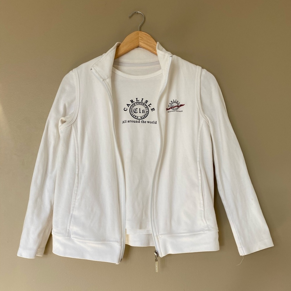 2-in-1 White Cotton Long Sleeve Shirt and Vest
